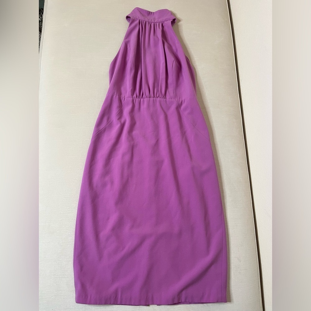 Halston Heritage Orchid Purple Halter Column Dress Minimalist Cocktail Wedding